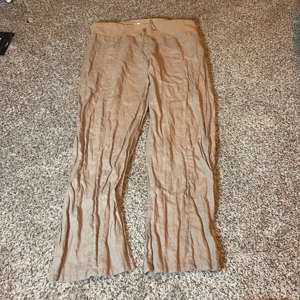 Eileen Fisher‎ Linen Blend Lounge Pants Drawstring Waist Relaxed Fit Women's